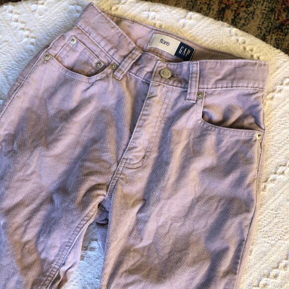 GAP Kids Twill Flare Leg Pants Lavender Sparkles 12 Slim 100% Cotton Y2K Style - Picture 2 of 12